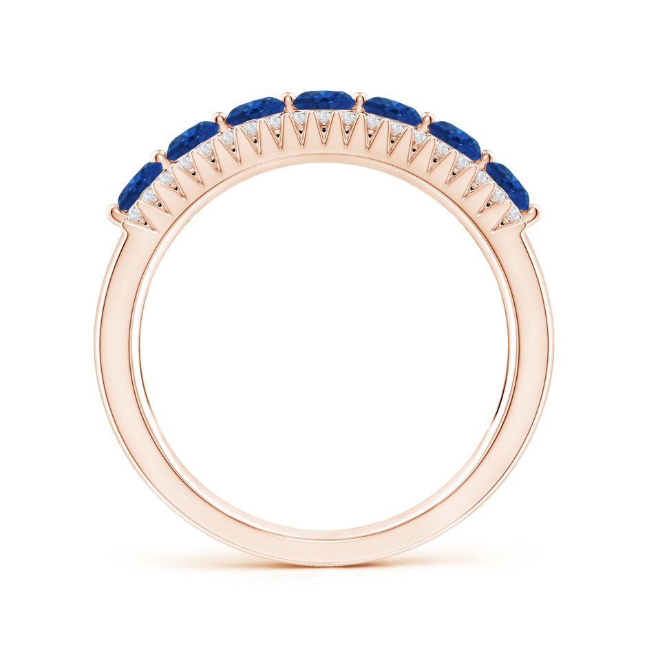3mm AAA Floating Blue Sapphire Half Eternity Band with Diamonds in Rose Gold side-1