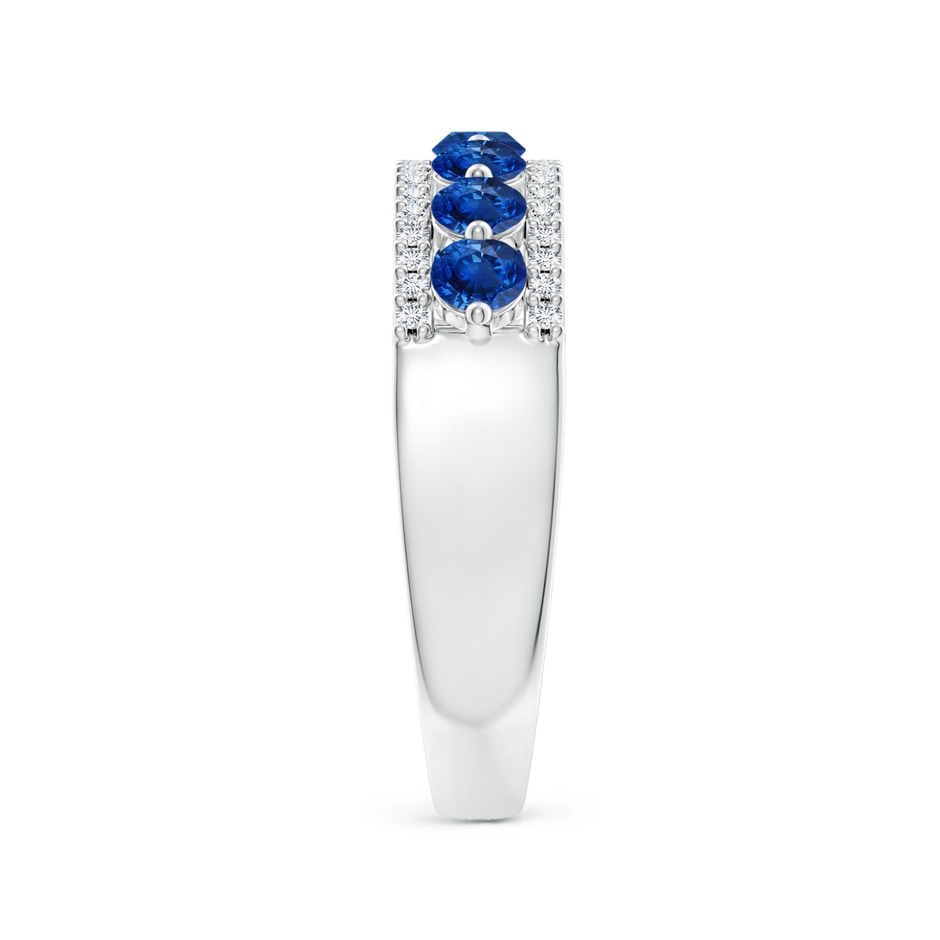 3mm AAA Floating Blue Sapphire Half Eternity Band with Diamonds in White Gold side-2