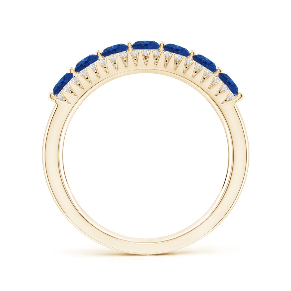 3mm AAA Floating Blue Sapphire Half Eternity Band with Diamonds in Yellow Gold side-1