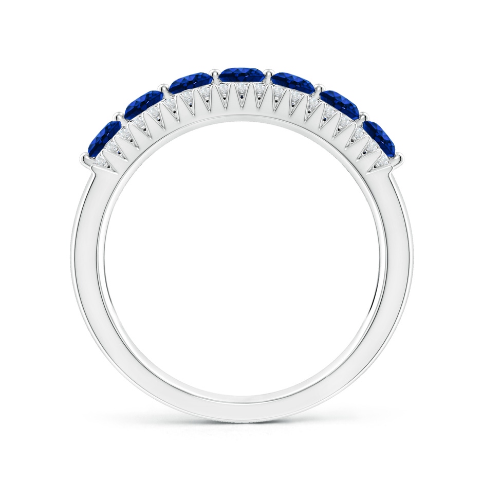 3mm AAAA Floating Blue Sapphire Half Eternity Band with Diamonds in P950 Platinum side-1