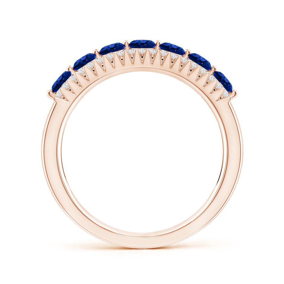 3mm AAAA Floating Blue Sapphire Half Eternity Band with Diamonds in Rose Gold side-1