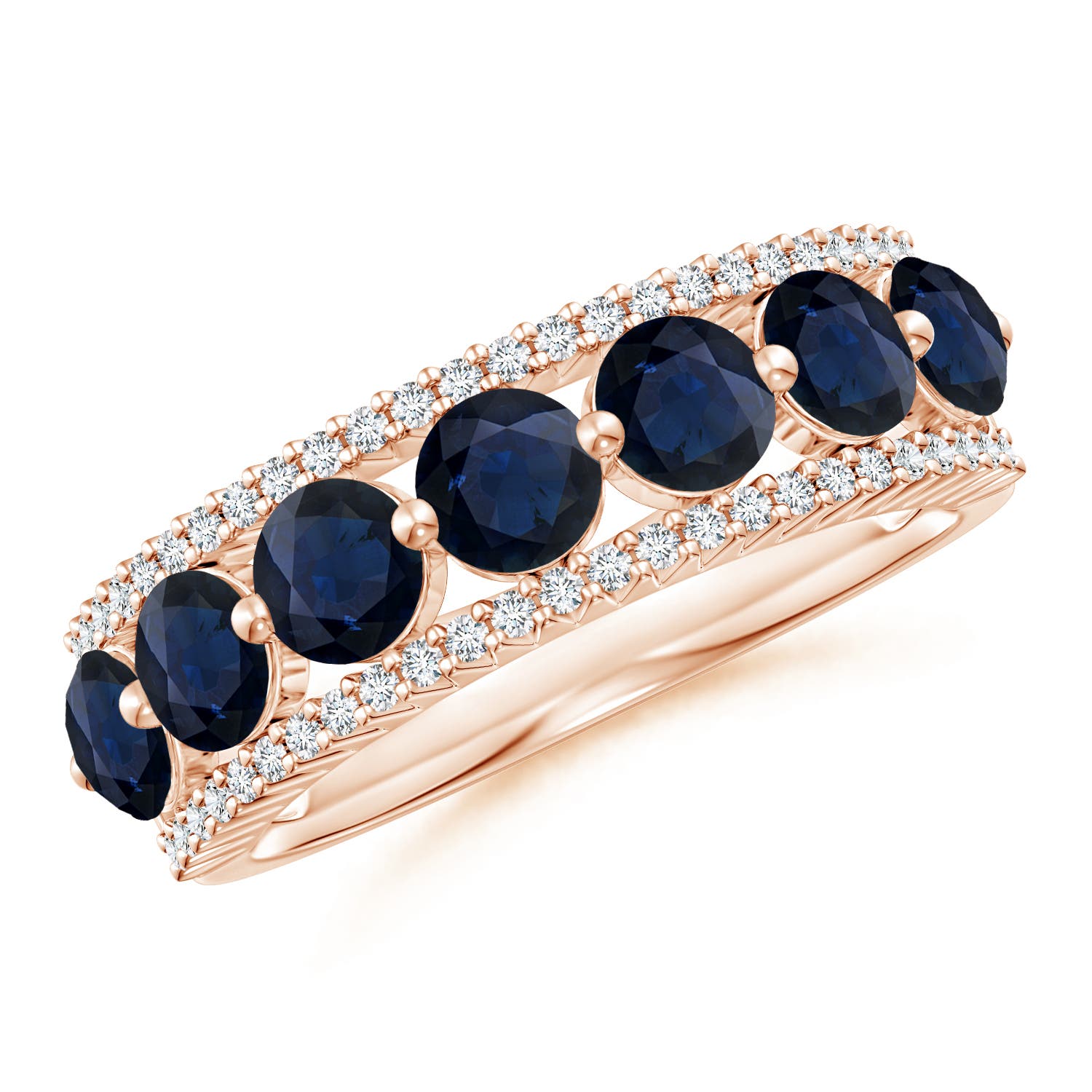 A - Blue Sapphire / 2.56 CT / 14 KT Rose Gold