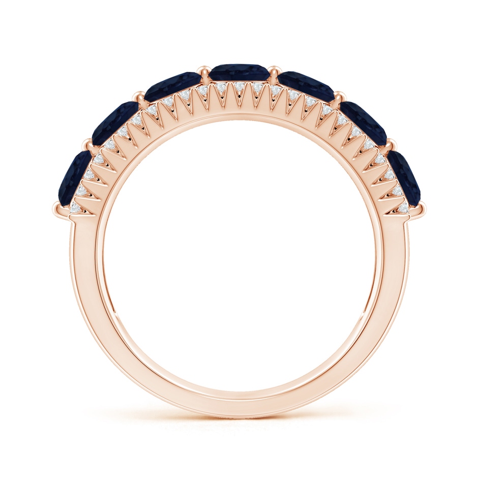 4mm A Floating Blue Sapphire Half Eternity Band with Diamonds in Rose Gold side-1
