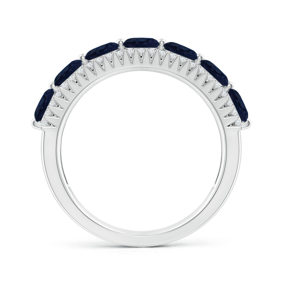 4mm A Floating Blue Sapphire Half Eternity Band with Diamonds in White Gold side-1