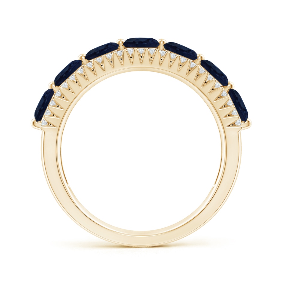 4mm A Floating Blue Sapphire Half Eternity Band with Diamonds in Yellow Gold side-1
