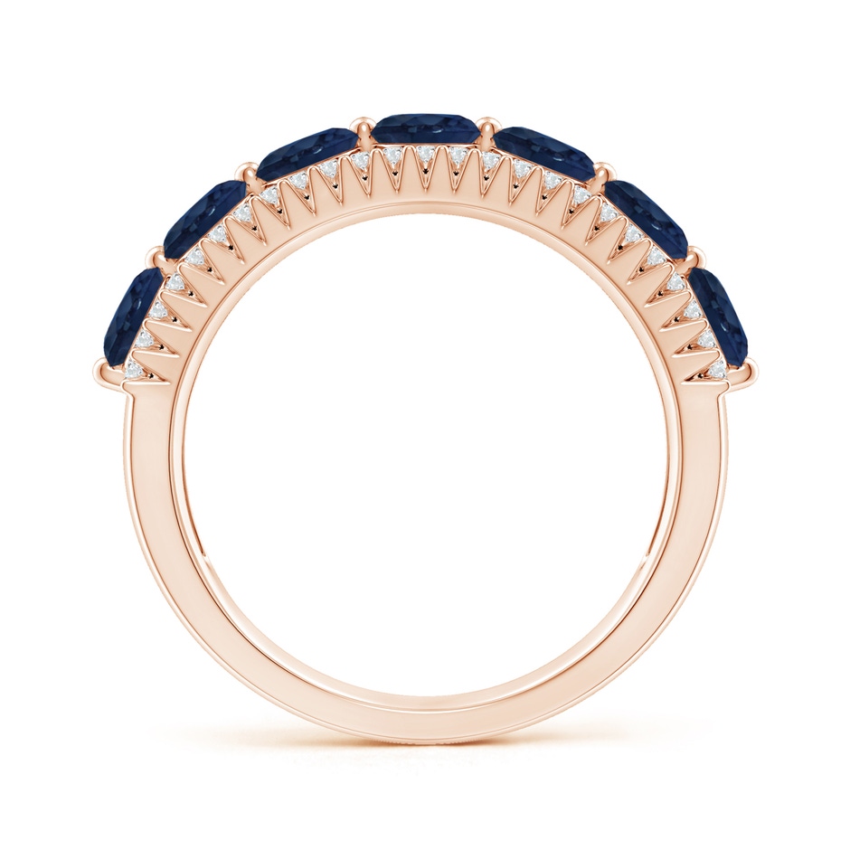 4mm AA Floating Blue Sapphire Half Eternity Band with Diamonds in Rose Gold side-1