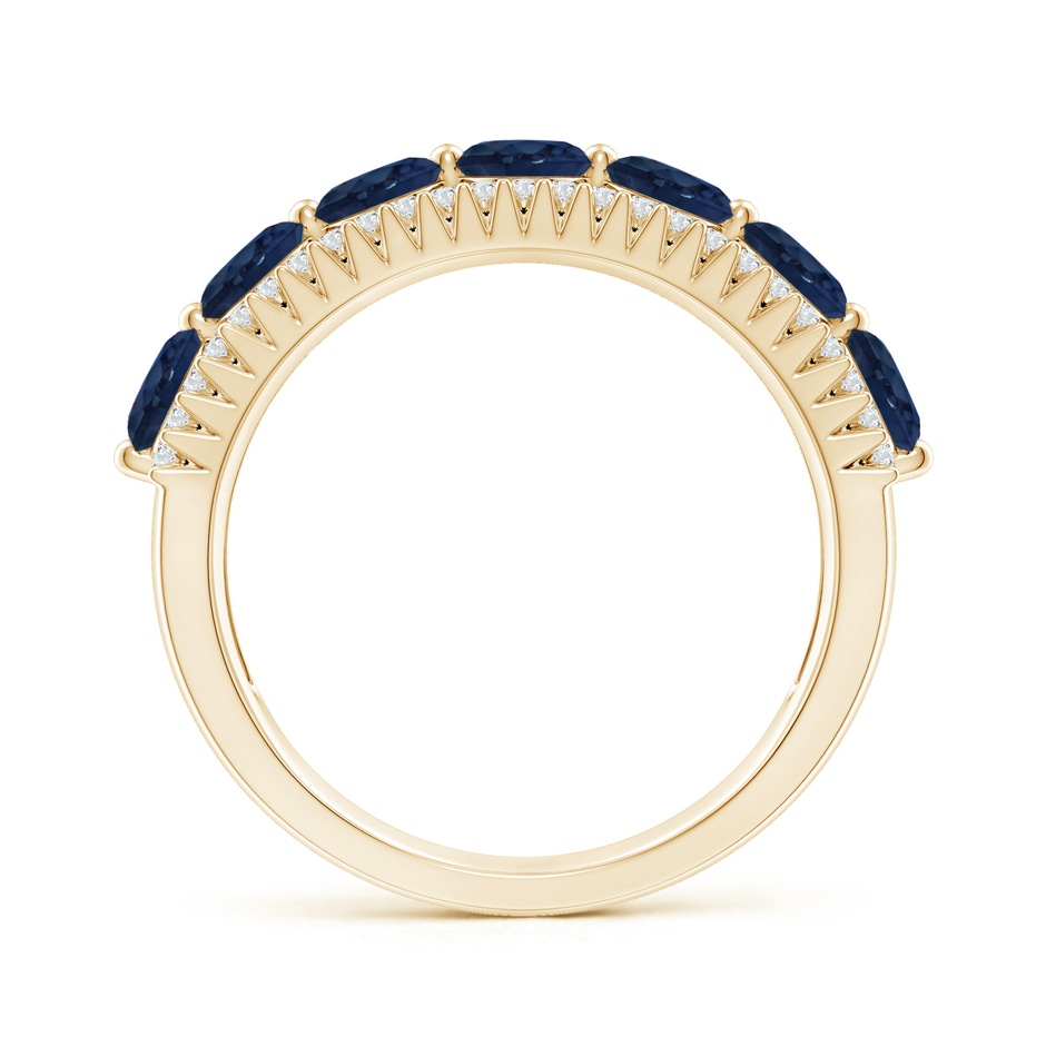 4mm AA Floating Blue Sapphire Half Eternity Band with Diamonds in Yellow Gold side-1