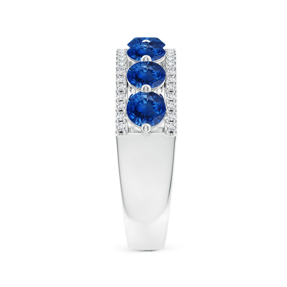 4mm AAA Floating Blue Sapphire Half Eternity Band with Diamonds in P950 Platinum side-2
