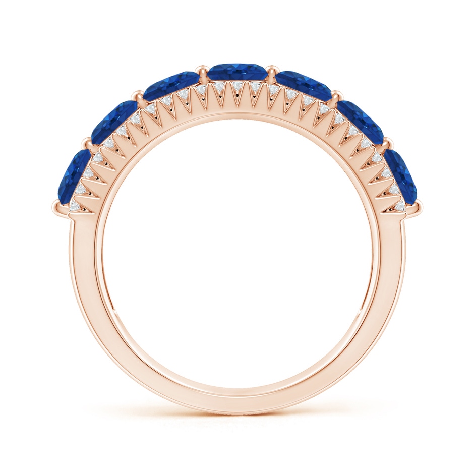 4mm AAA Floating Blue Sapphire Half Eternity Band with Diamonds in Rose Gold side-1