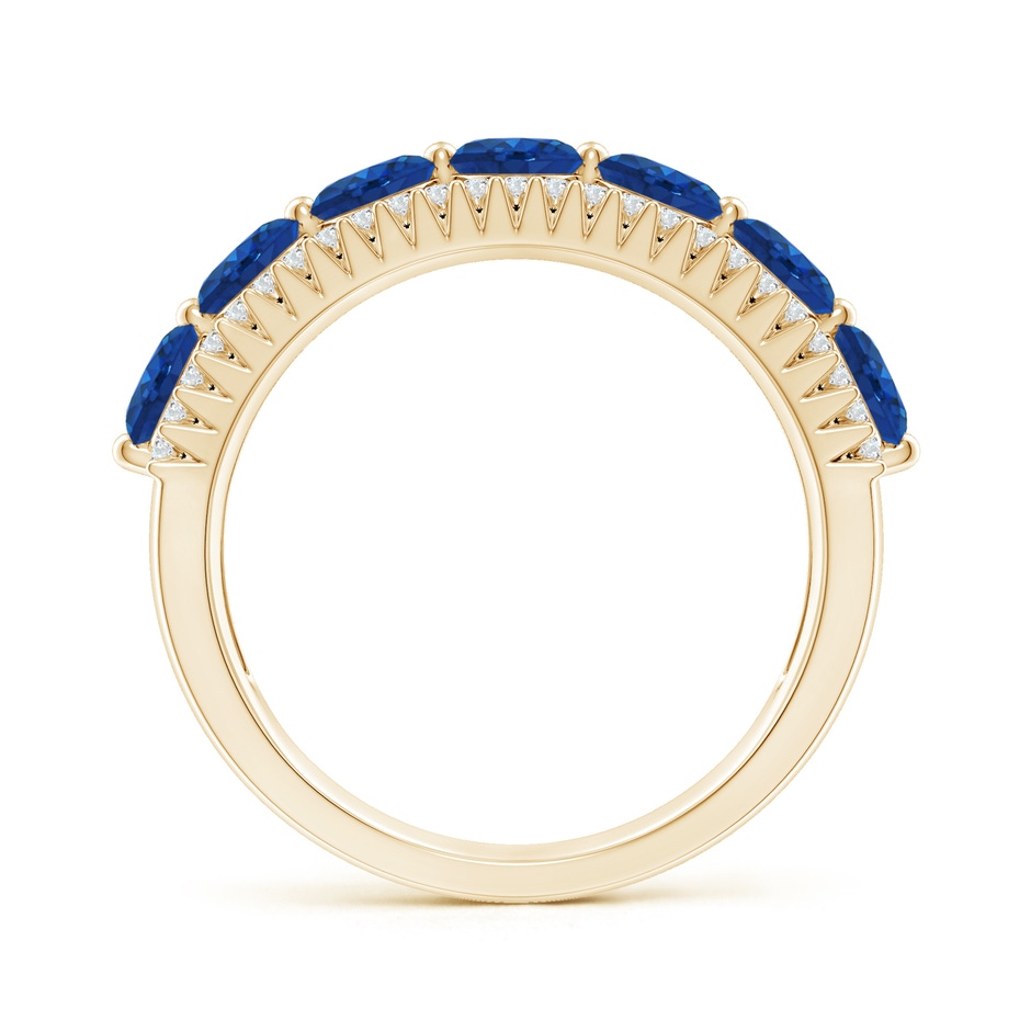 4mm AAA Floating Blue Sapphire Half Eternity Band with Diamonds in Yellow Gold side-1