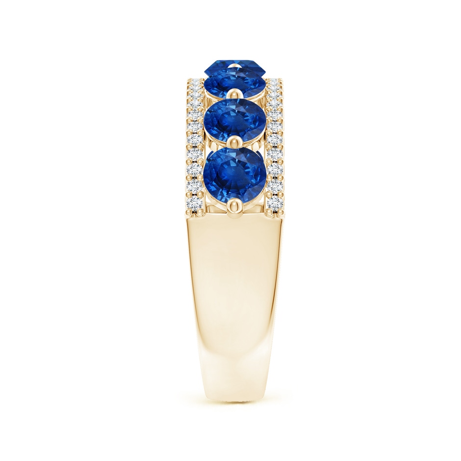 4mm AAA Floating Blue Sapphire Half Eternity Band with Diamonds in Yellow Gold side-2