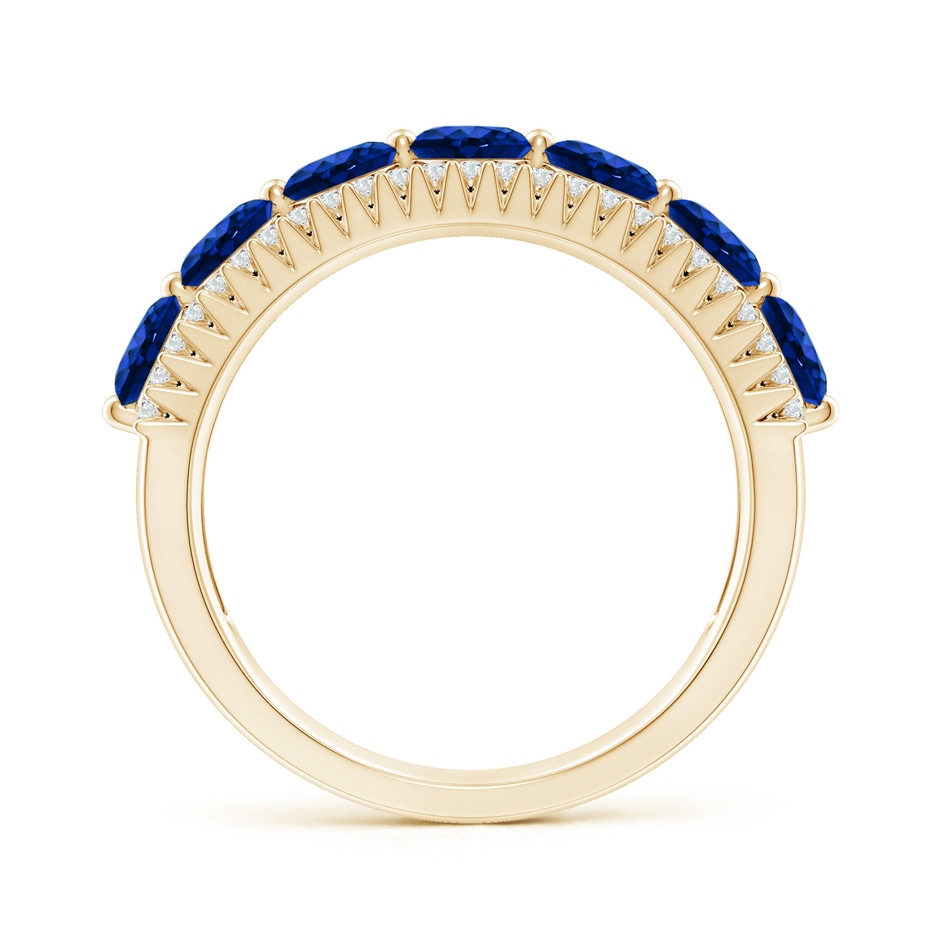 4mm AAAA Floating Blue Sapphire Half Eternity Band with Diamonds in Yellow Gold side-1
