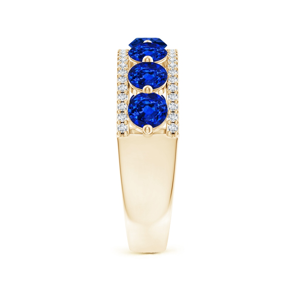 4mm AAAA Floating Blue Sapphire Half Eternity Band with Diamonds in Yellow Gold side-2