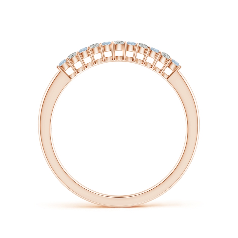 1.5mm A Aquamarine and Diamond Half Eternity Wedding Band in Rose Gold side 1