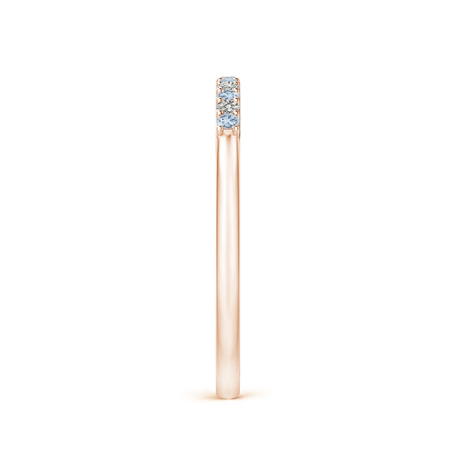 1.5mm A Aquamarine and Diamond Half Eternity Wedding Band in Rose Gold side 2