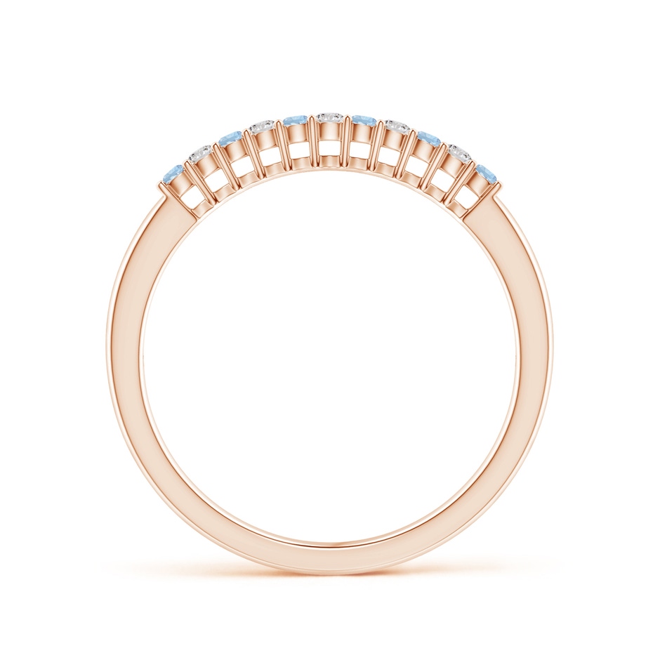 1.5mm AA Aquamarine and Diamond Half Eternity Wedding Band in Rose Gold side 1