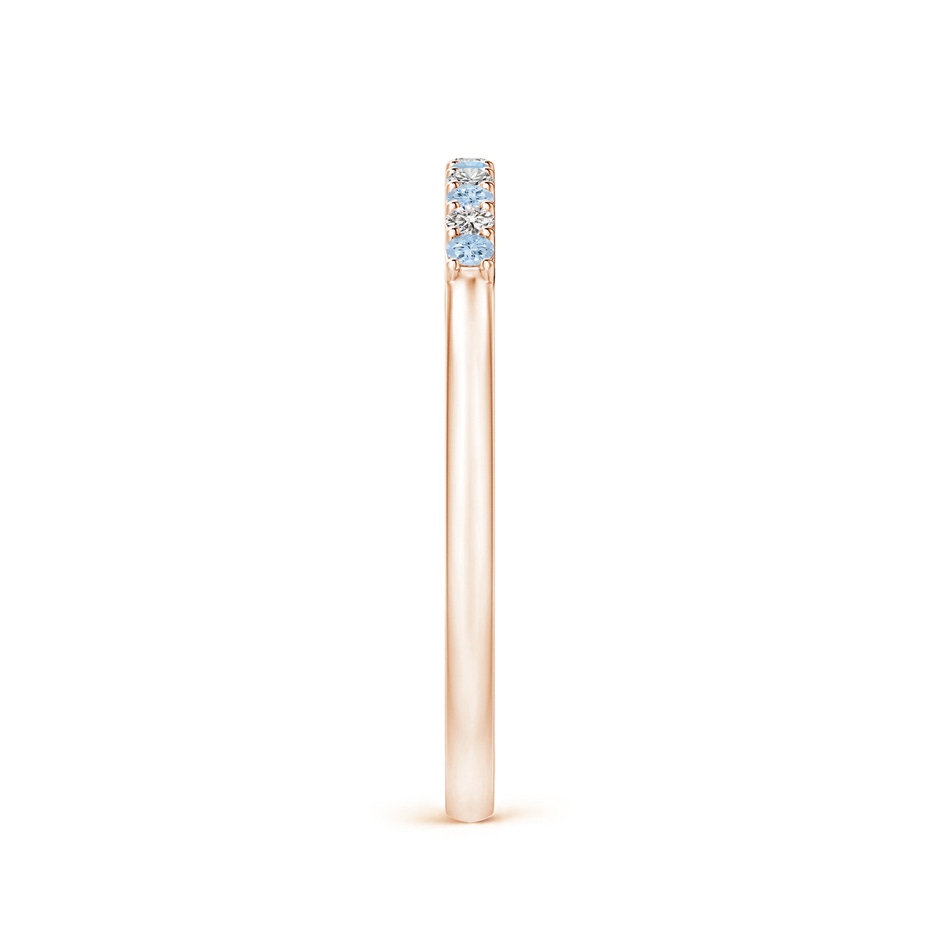 1.5mm AA Aquamarine and Diamond Half Eternity Wedding Band in Rose Gold side 2