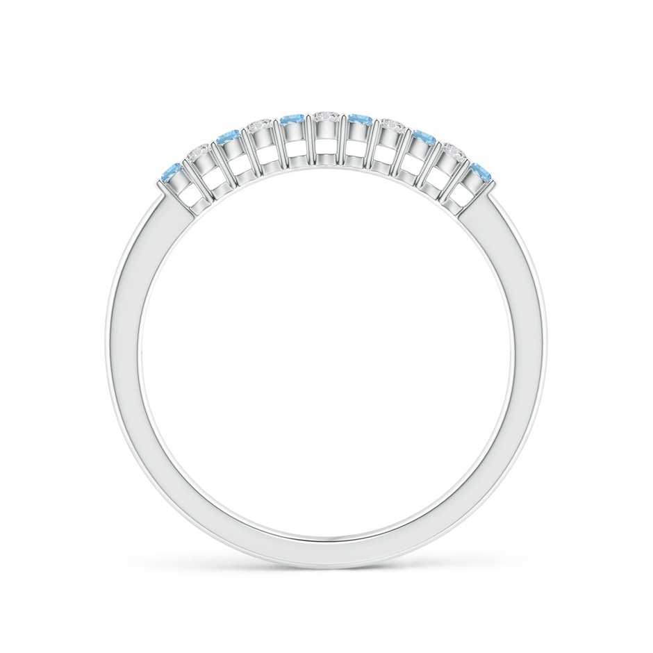 1.5mm AAA Aquamarine and Diamond Half Eternity Wedding Band in White Gold side 1