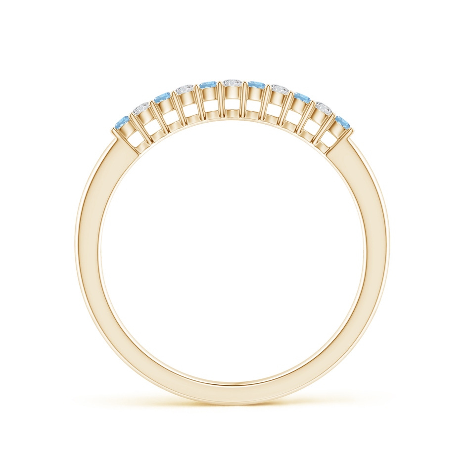 1.5mm AAA Aquamarine and Diamond Half Eternity Wedding Band in Yellow Gold side 1