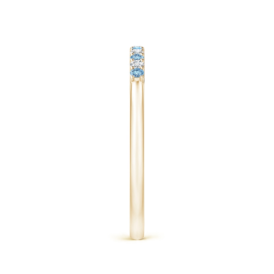 1.5mm AAAA Aquamarine and Diamond Half Eternity Wedding Band in Yellow Gold side 2