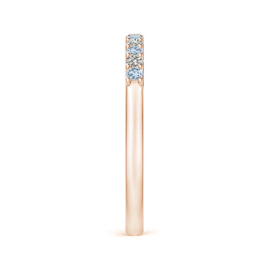 2mm A Aquamarine and Diamond Half Eternity Wedding Band in Rose Gold side 2