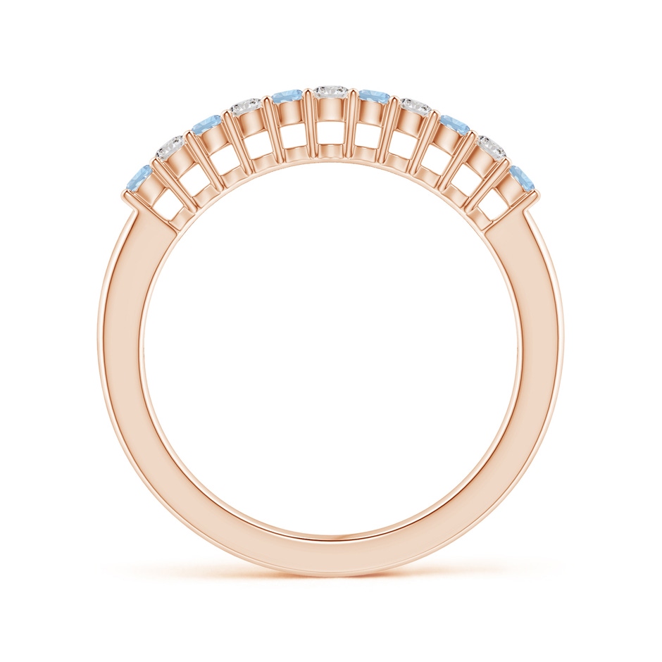 2mm AA Aquamarine and Diamond Half Eternity Wedding Band in Rose Gold side 1