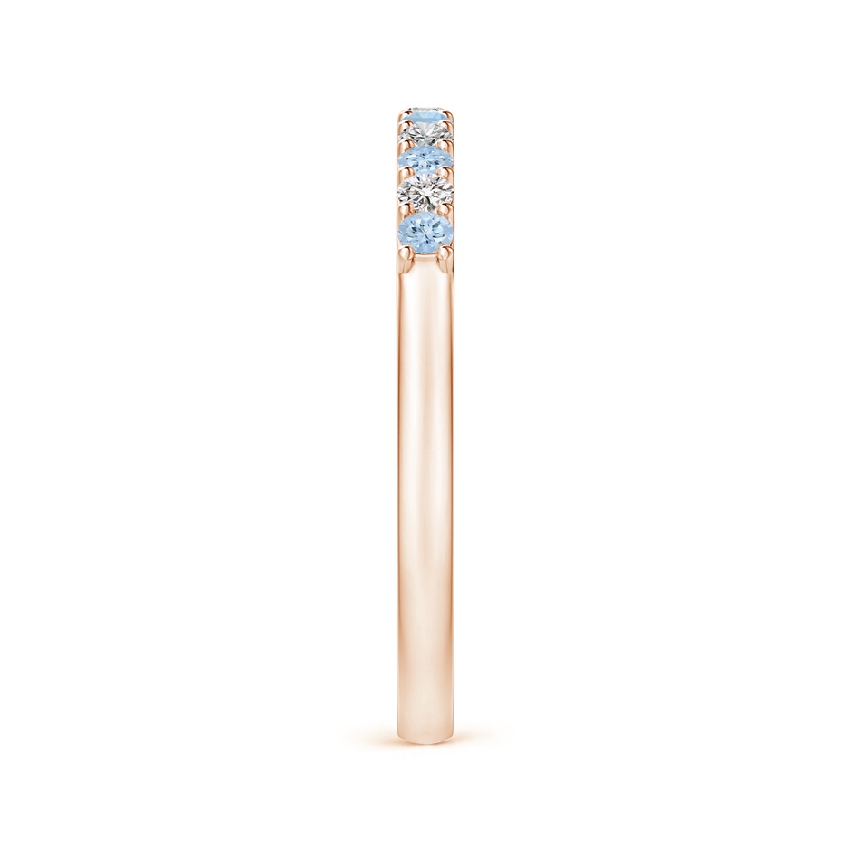 2mm AA Aquamarine and Diamond Half Eternity Wedding Band in Rose Gold side 2