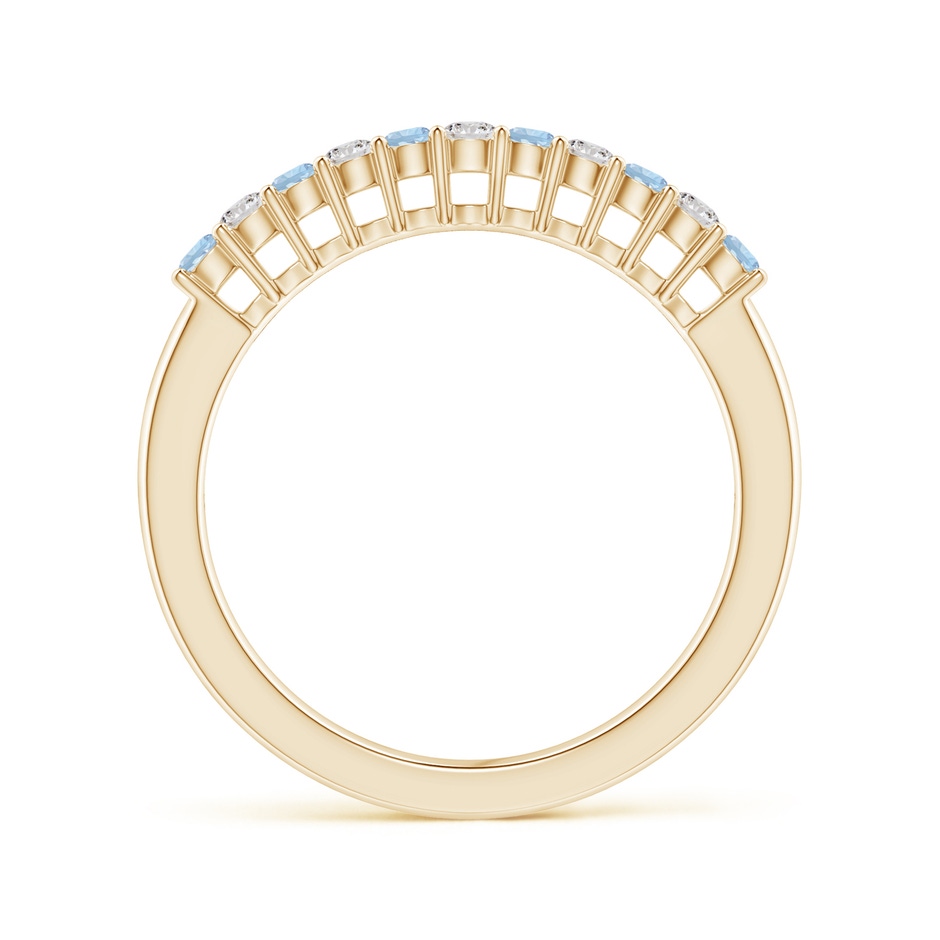 2mm AA Aquamarine and Diamond Half Eternity Wedding Band in Yellow Gold side 1