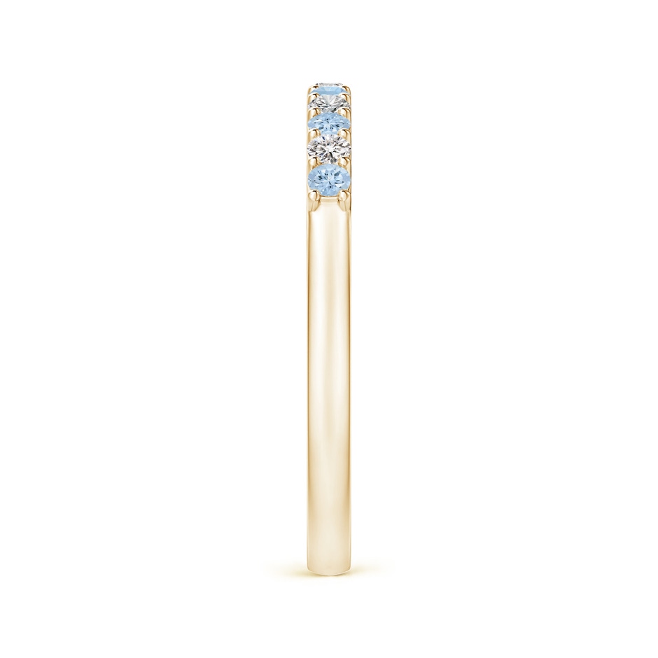2mm AA Aquamarine and Diamond Half Eternity Wedding Band in Yellow Gold side 2