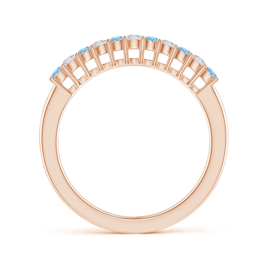 2mm AAA Aquamarine and Diamond Half Eternity Wedding Band in Rose Gold side 1