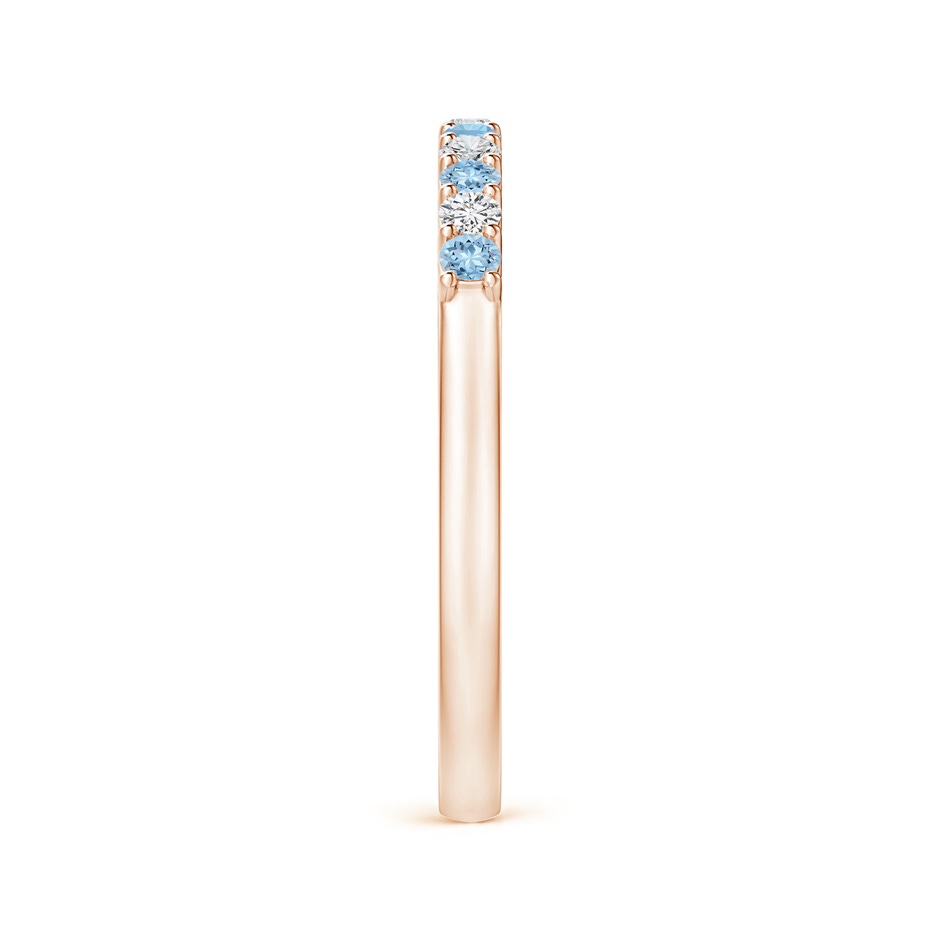 2mm AAA Aquamarine and Diamond Half Eternity Wedding Band in Rose Gold side 2