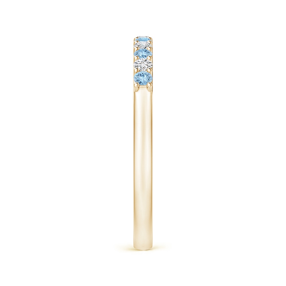 2mm AAA Aquamarine and Diamond Half Eternity Wedding Band in Yellow Gold side 2