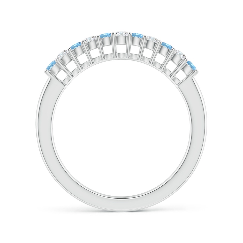 2mm AAAA Aquamarine and Diamond Half Eternity Wedding Band in 10K White Gold side 1