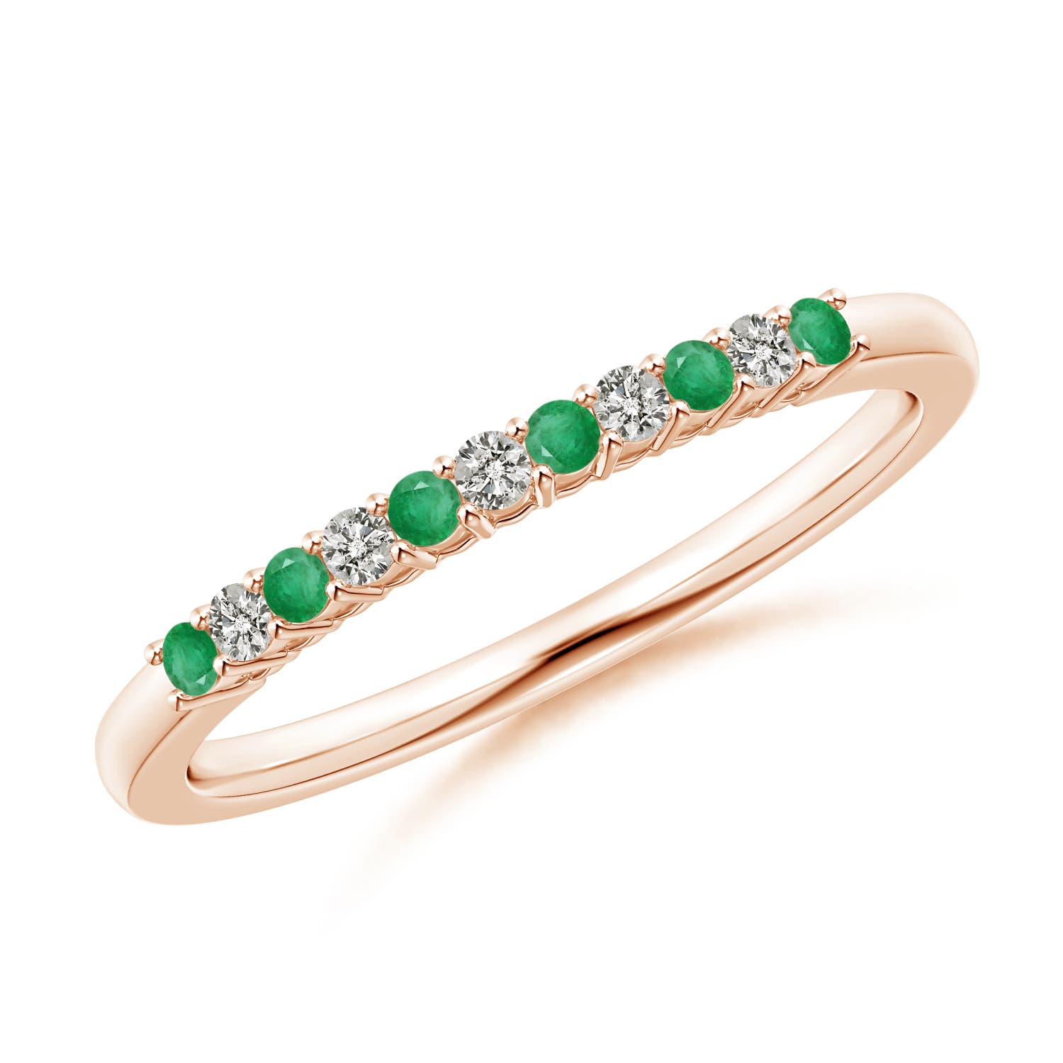 A - Emerald / 0.18 CT / 14 KT Rose Gold