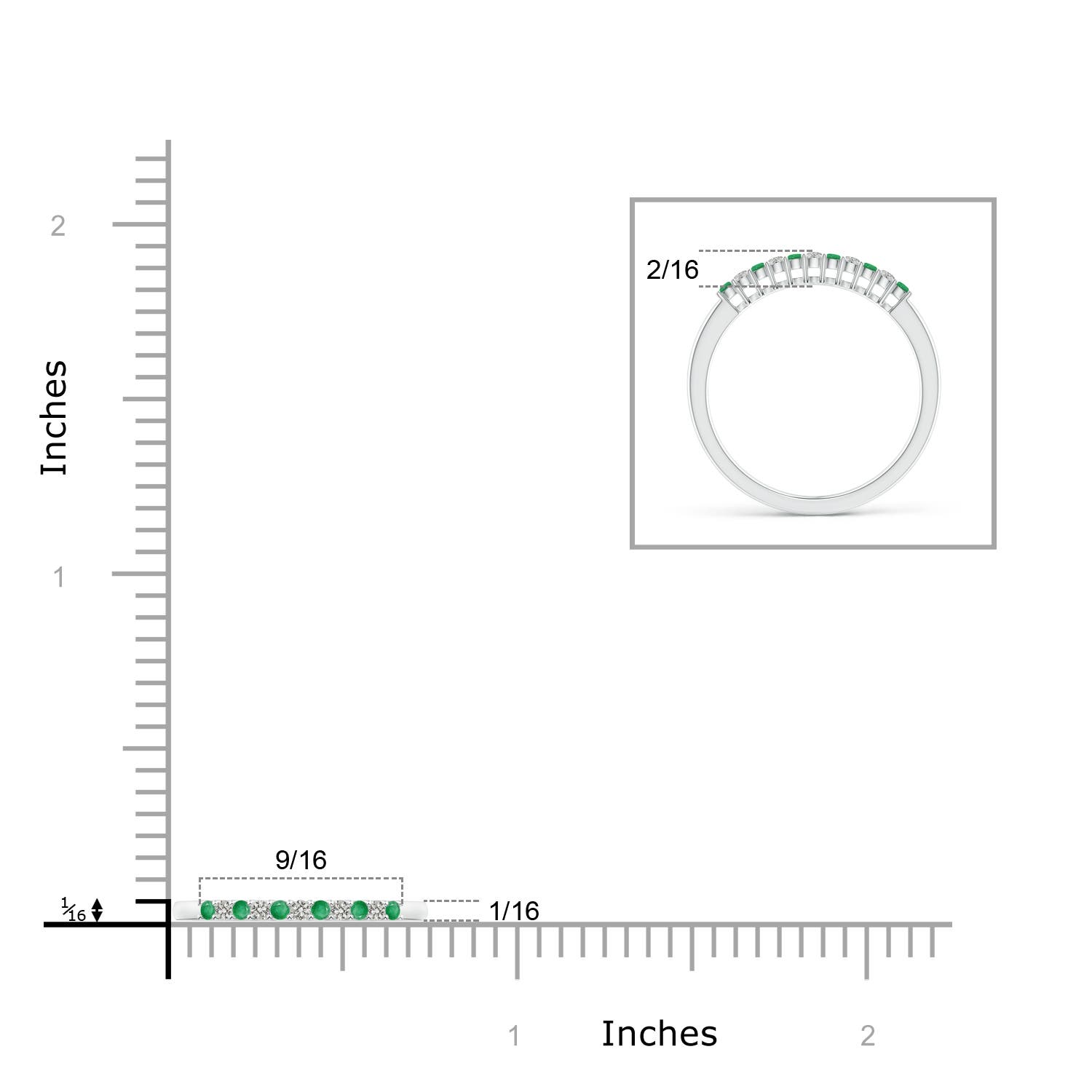 A - Emerald / 0.18 CT / 14 KT White Gold