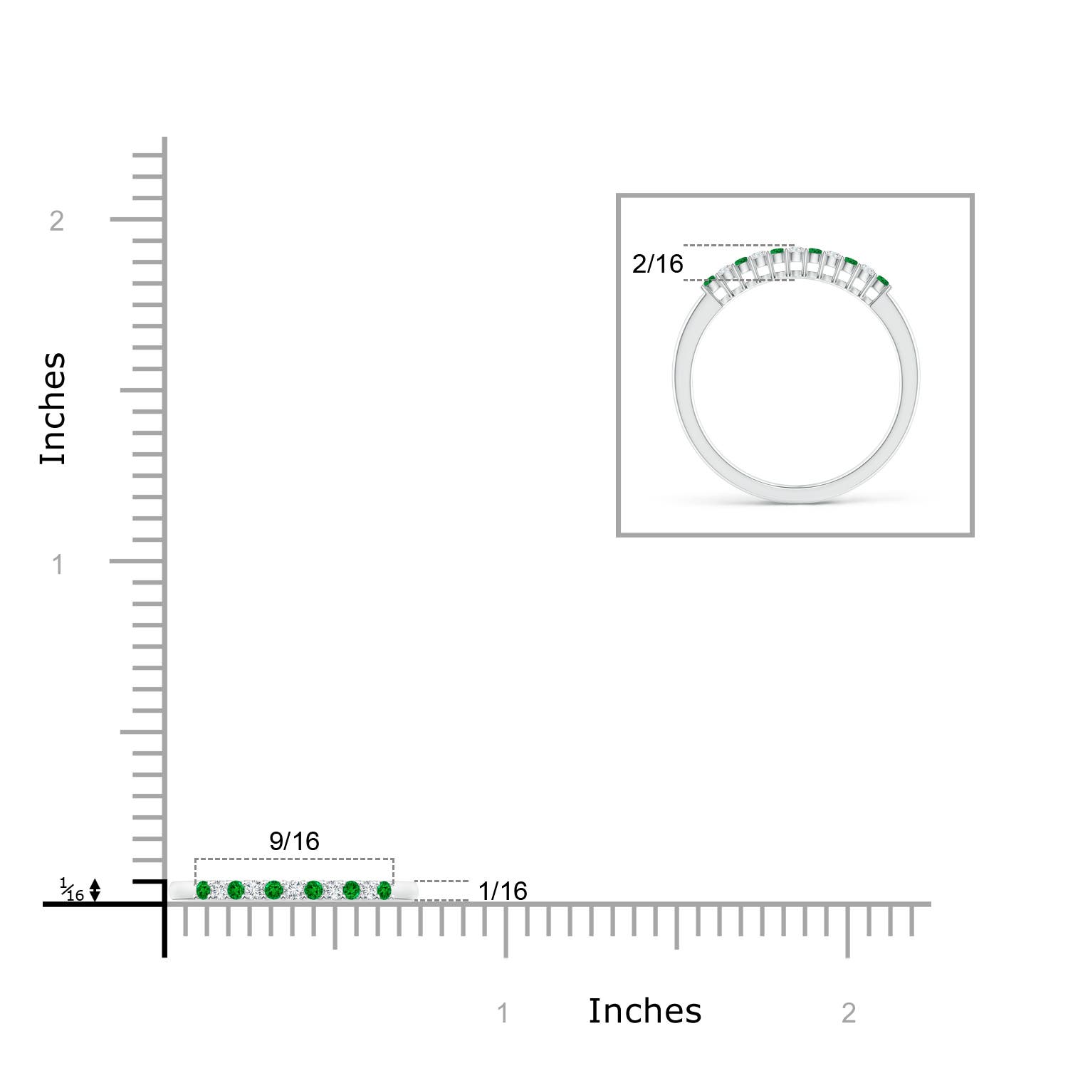 AAAA - Emerald / 0.18 CT / 14 KT White Gold