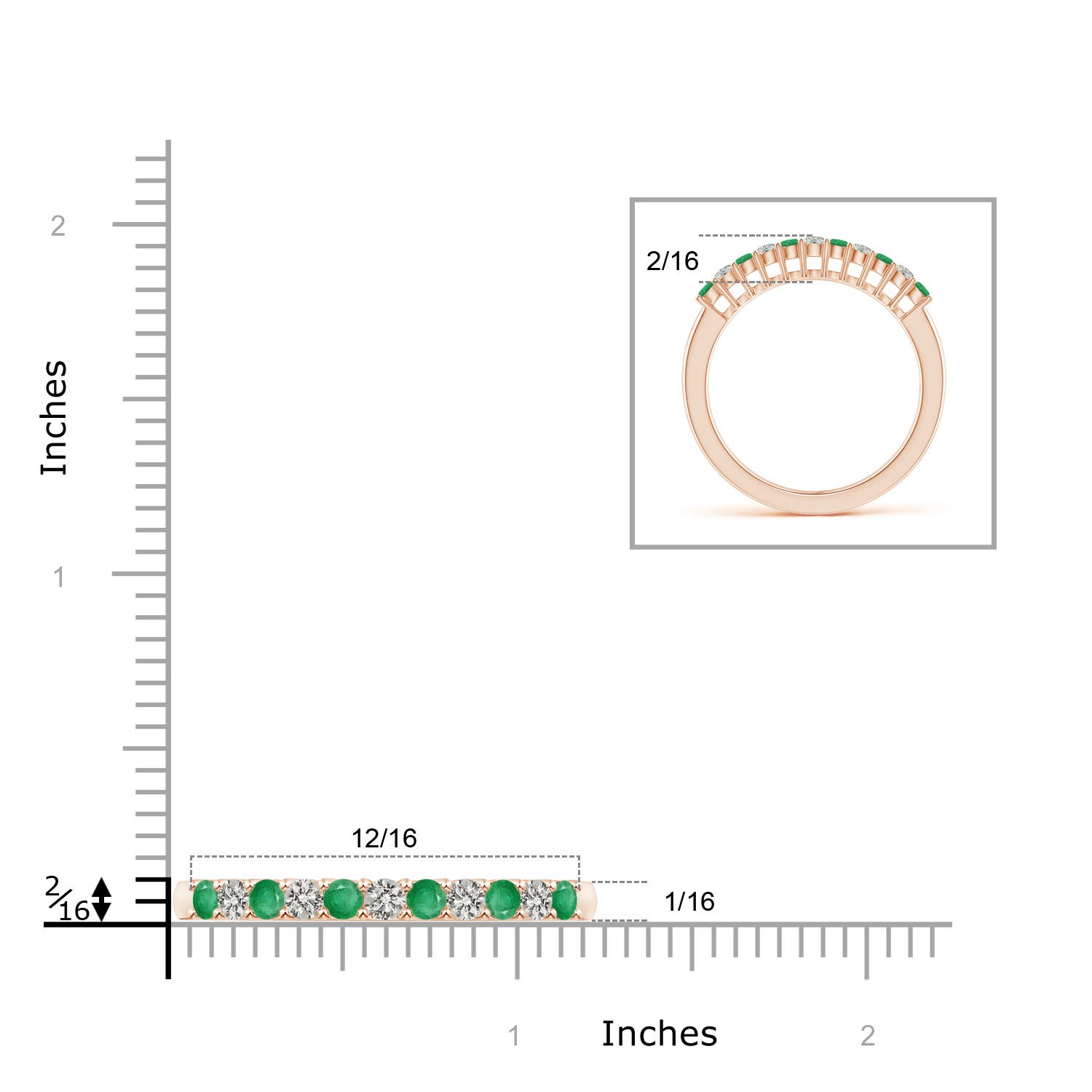 A - Emerald / 0.45 CT / 14 KT Rose Gold