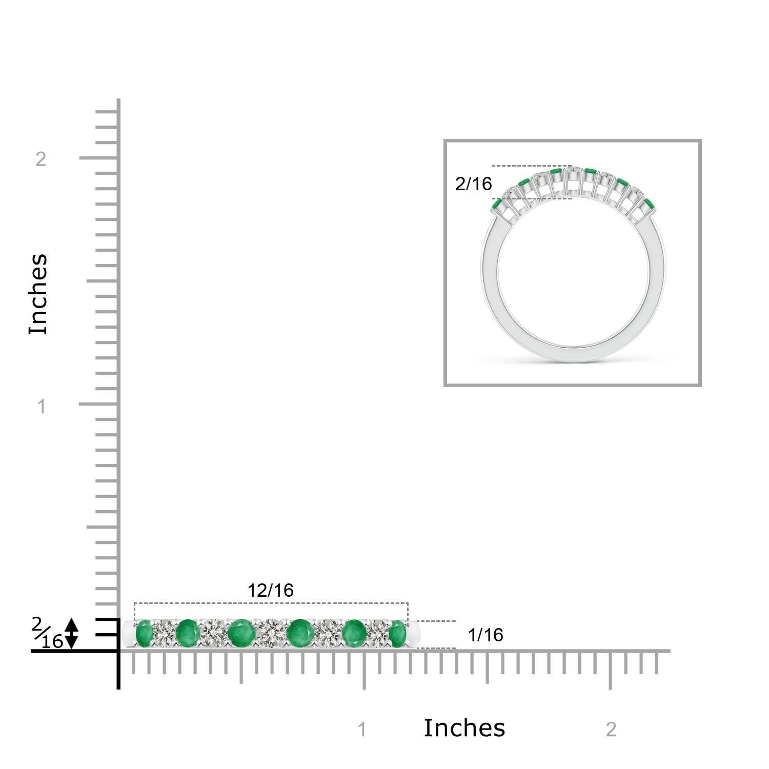 A - Emerald / 0.45 CT / 14 KT White Gold