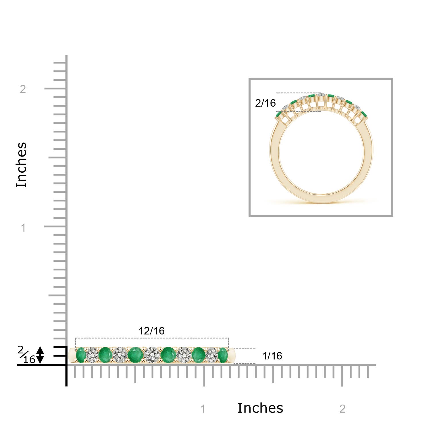 A - Emerald / 0.45 CT / 14 KT Yellow Gold