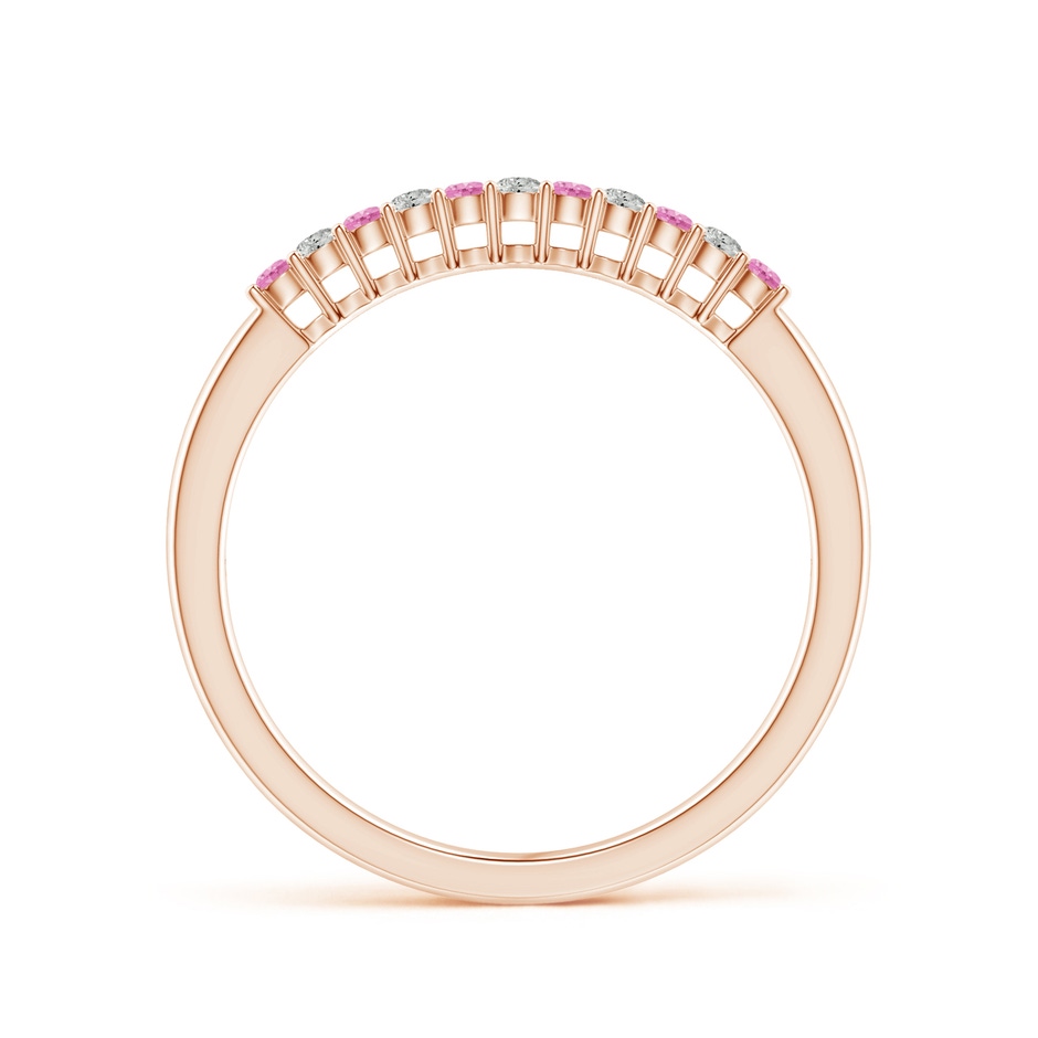 1.5mm A Pink Sapphire and Diamond Half Eternity Wedding Band in Rose Gold side 1