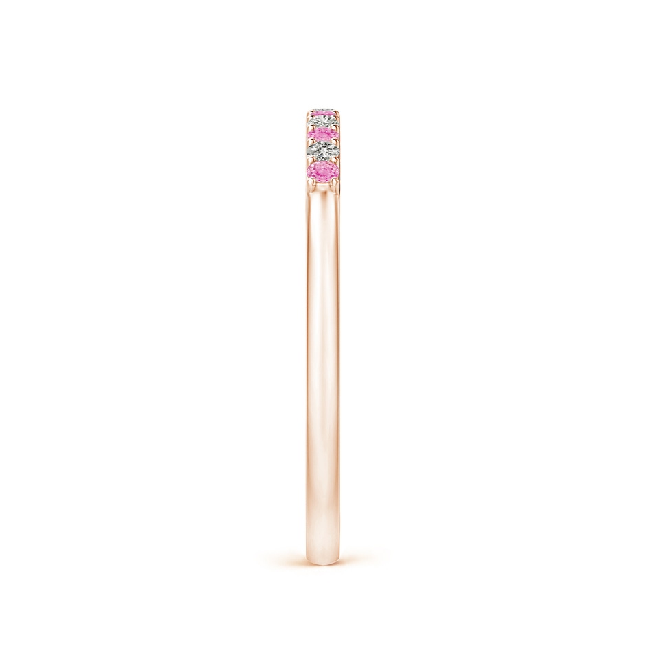 1.5mm A Pink Sapphire and Diamond Half Eternity Wedding Band in Rose Gold side 2