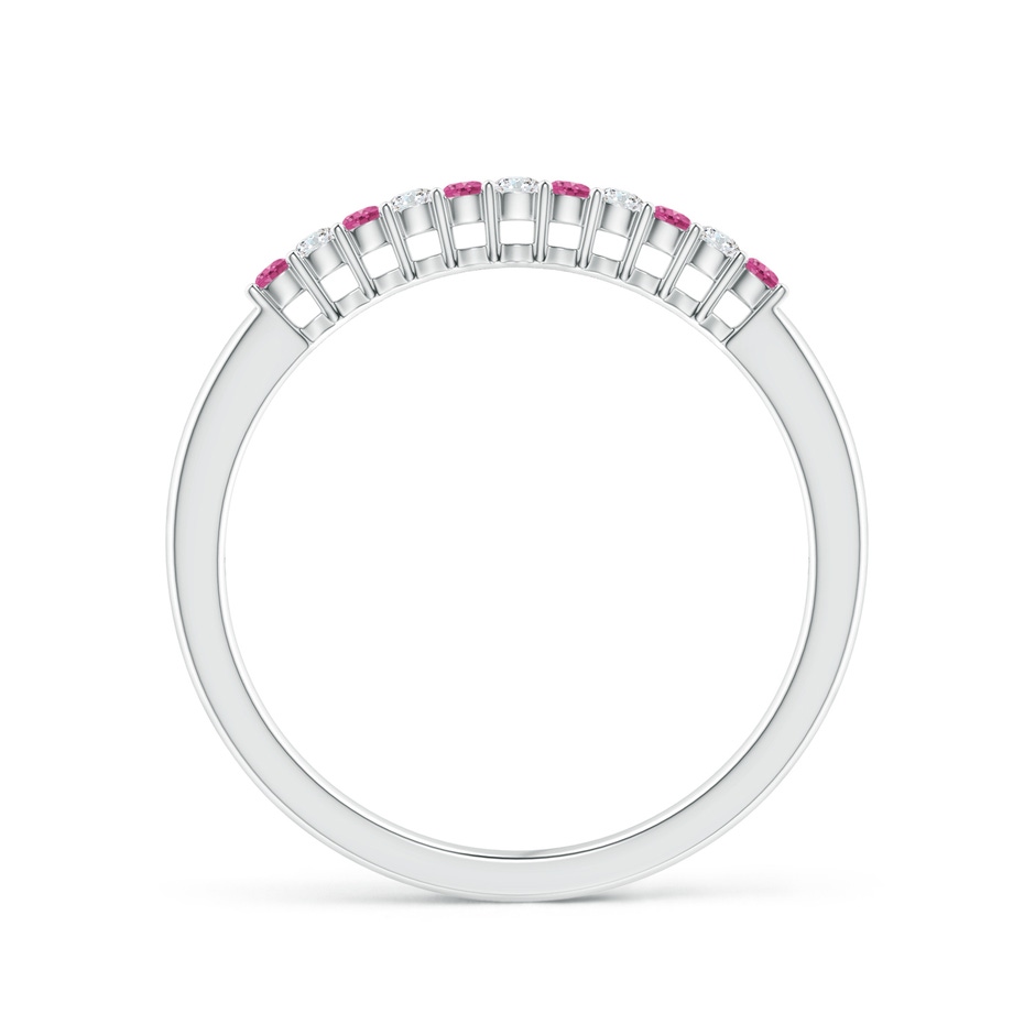 1.5mm AAAA Pink Sapphire and Diamond Half Eternity Wedding Band in P950 Platinum side 1