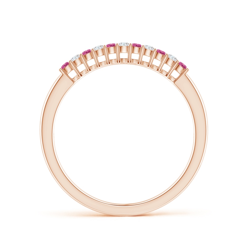 1.5mm AAAA Pink Sapphire and Diamond Half Eternity Wedding Band in Rose Gold side 1