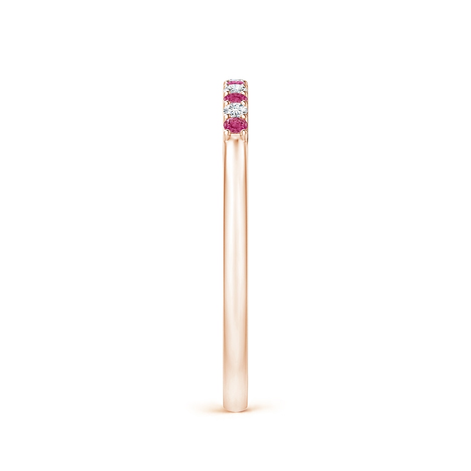 1.5mm AAAA Pink Sapphire and Diamond Half Eternity Wedding Band in Rose Gold side 2