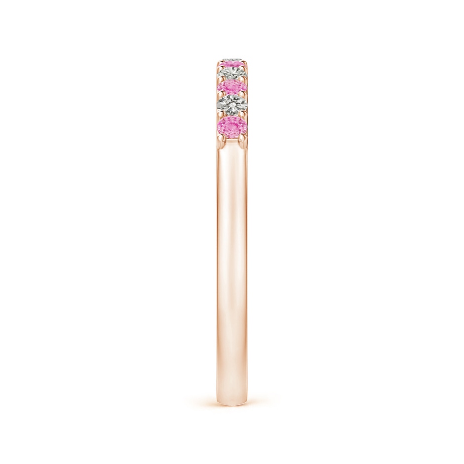 2mm A Pink Sapphire and Diamond Half Eternity Wedding Band in Rose Gold side 2
