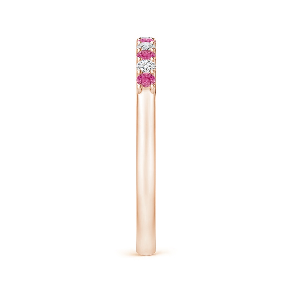 2mm AAA Pink Sapphire and Diamond Half Eternity Wedding Band in Rose Gold side 2