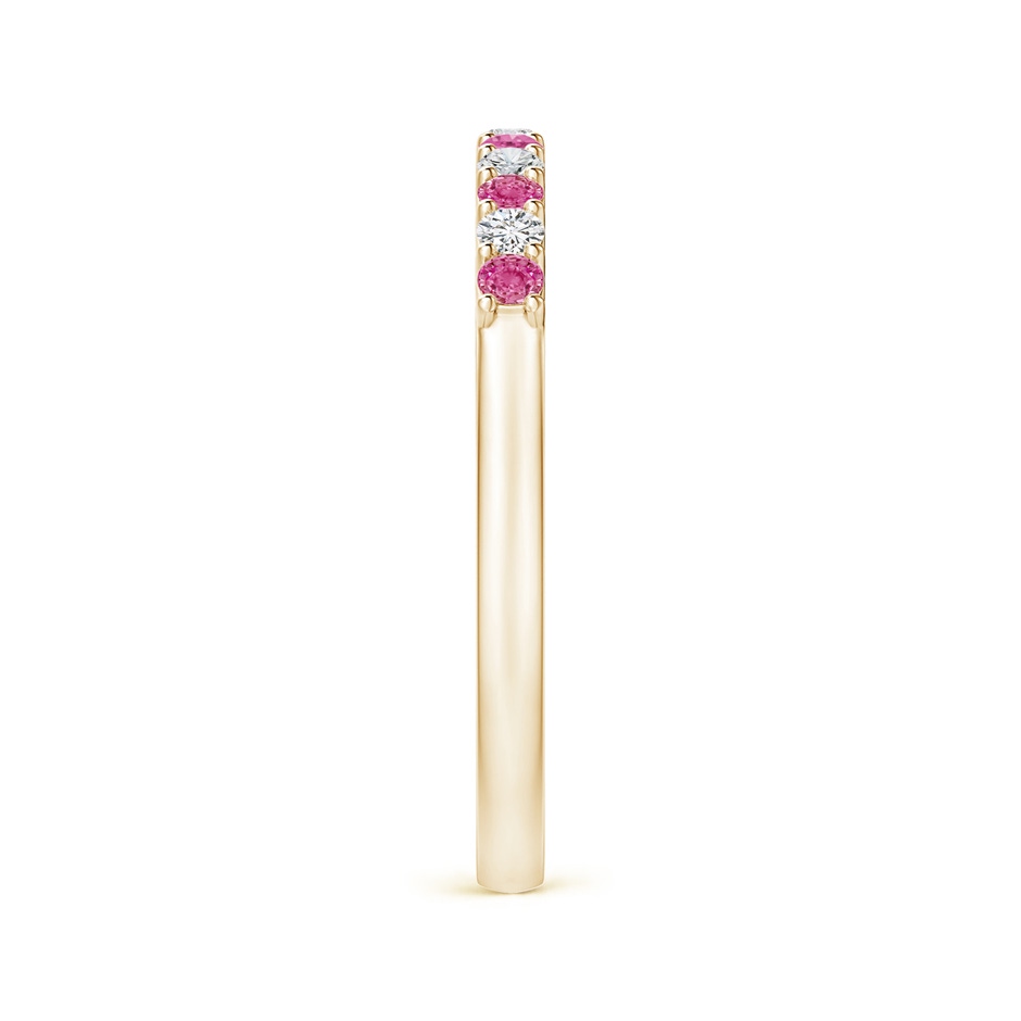 2mm AAA Pink Sapphire and Diamond Half Eternity Wedding Band in Yellow Gold side 2