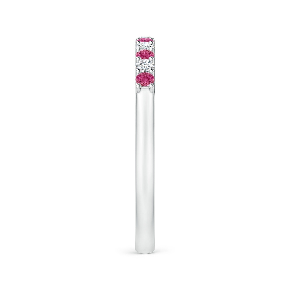 2mm AAAA Pink Sapphire and Diamond Half Eternity Wedding Band in P950 Platinum side 2
