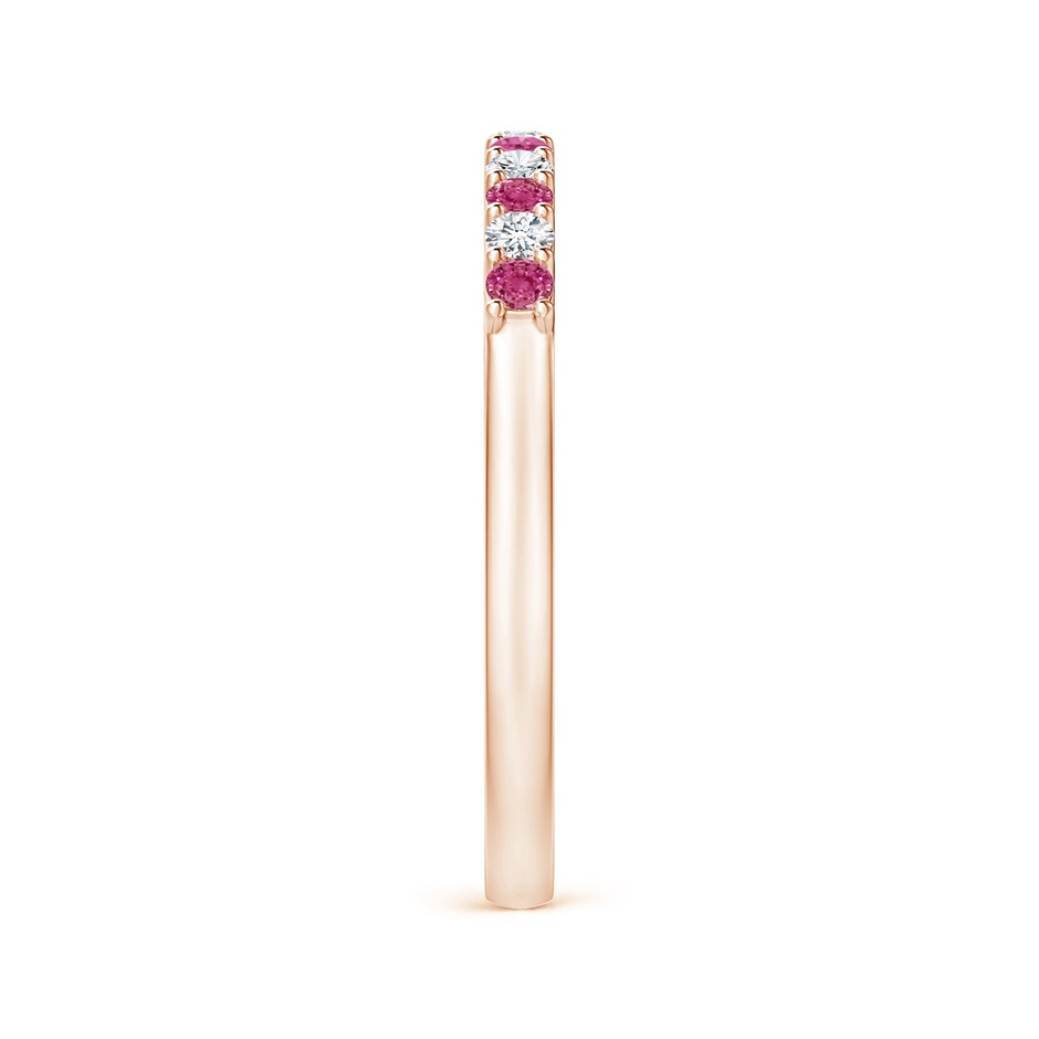2mm AAAA Pink Sapphire and Diamond Half Eternity Wedding Band in Rose Gold side 2