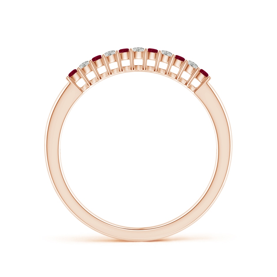 1.5mm A Ruby and Diamond Half Eternity Wedding Band in Rose Gold side 1